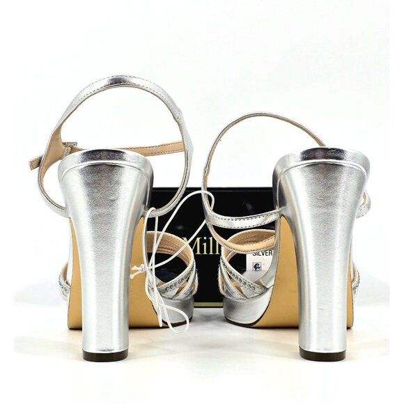 I. Miller Womens Sylas Strappy Heeled Sandals Silver & Rhinestones Size 11 - Picture 4 of 9